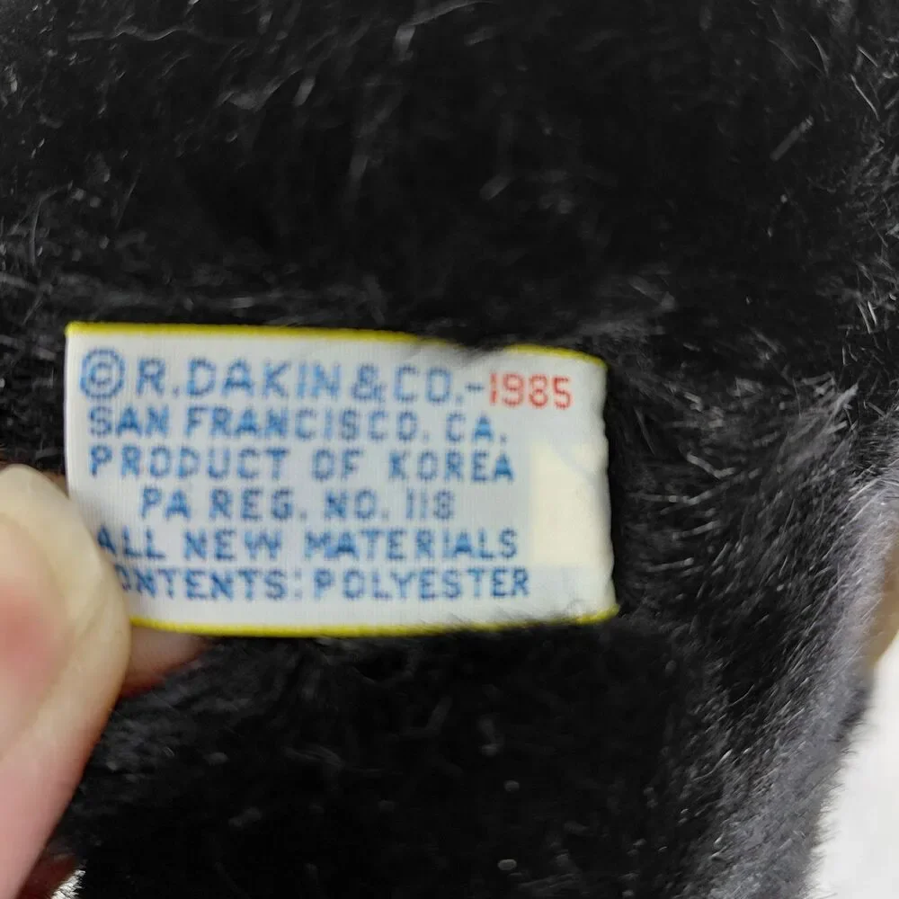 Dakin Puppy Dog Black Labrador Plush Pink Tongue Stuffed Animal Tag 1985